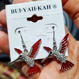 Hummingbird Earrings Bui Yah Kah New on Card Vintage L👀K ❤ Stones